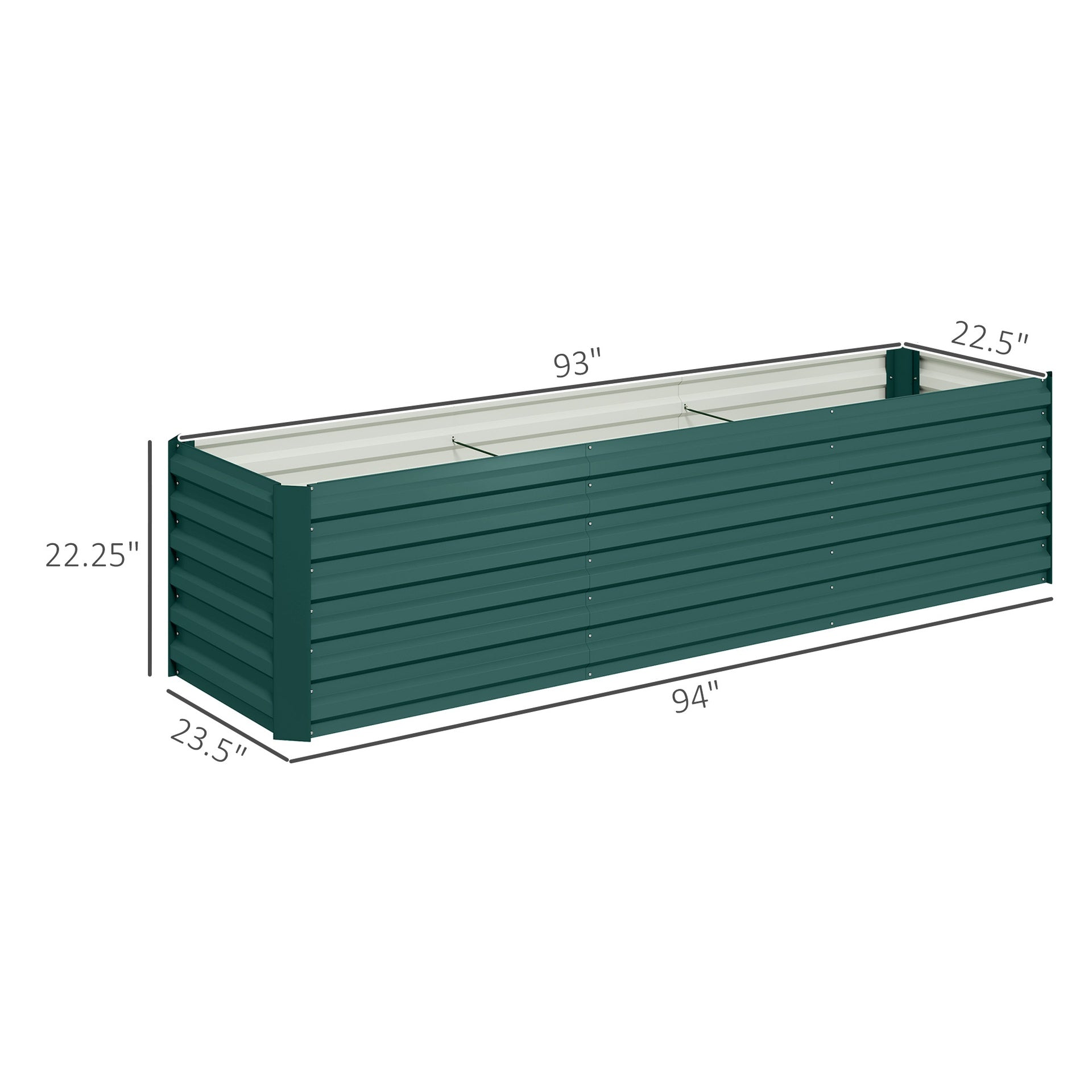 Outsunny 8x2x2ft Galvanized Raised Garden Bed Kit with Safety Edging for Flowers, Herbs and Vegetables, Green