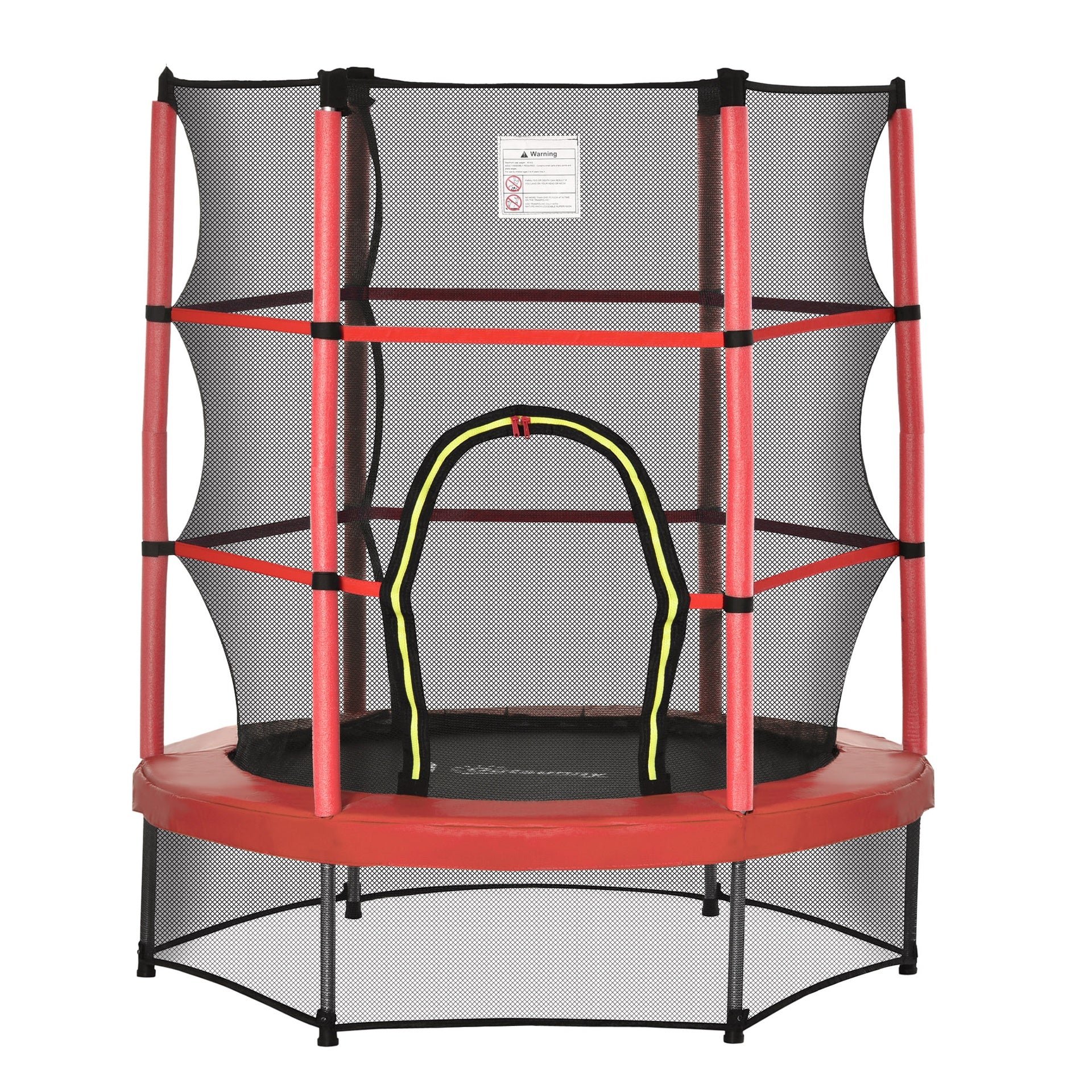 Outsunny Φ5FT Kids Trampoline with Enclosure Net for Age 3 to 6 Years Red