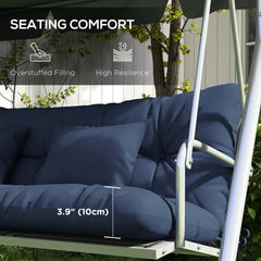Outsunny 59" Tufted Bench Cushions & Throw Pillows, Replacement Bench Seat Pad, Back & 2 Pillows for Outdoor Furniture, Navy Blue