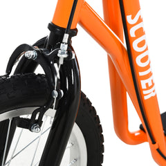 Aosom Youth Scooter Kick Scooter for Kids 5+ with Adjustable Handlebar 16" Front and 12" Rear Dual Brakes Inflatable Wheels, Orange