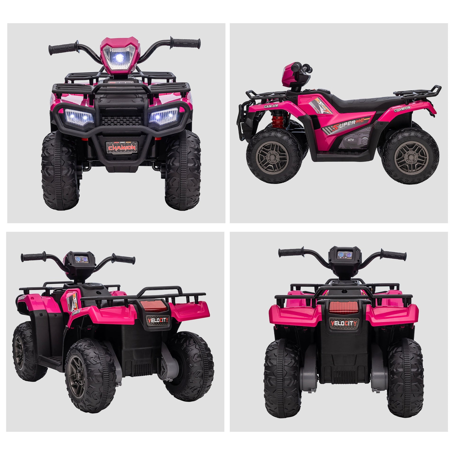 Aosom 12V Electric Toy Car with Forward Backward Function, Music, LED Headlights, for Ages 3-5 Years, Pink