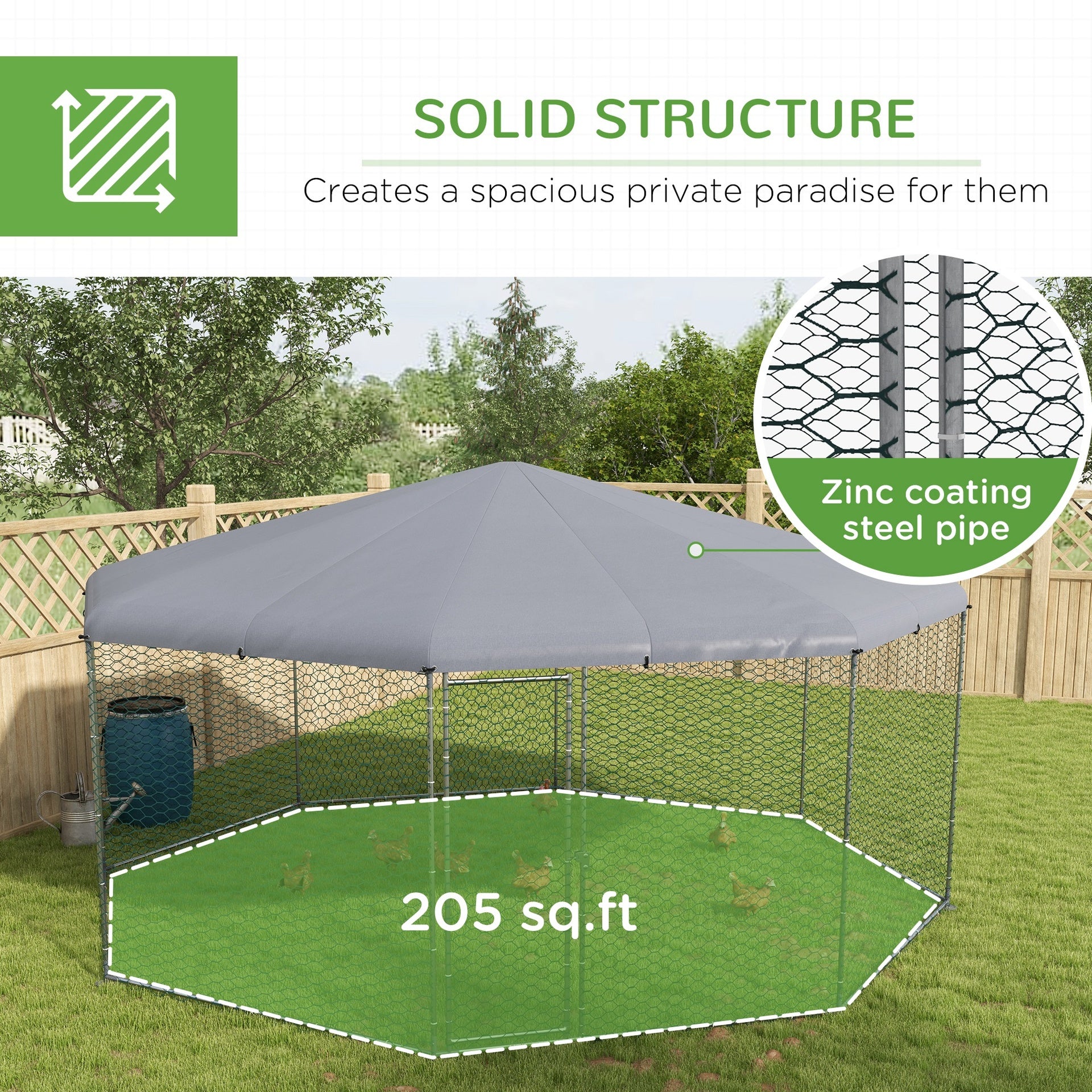 PawHut 17.1 ft x 15.7 ft Chicken Run for 19-25 Chickens with Cover