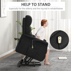HOMCOM Power Lift Chair for Seniors, Electric Lift Recliner Chair with Remote Control, Side Pockets for Living Room, Black