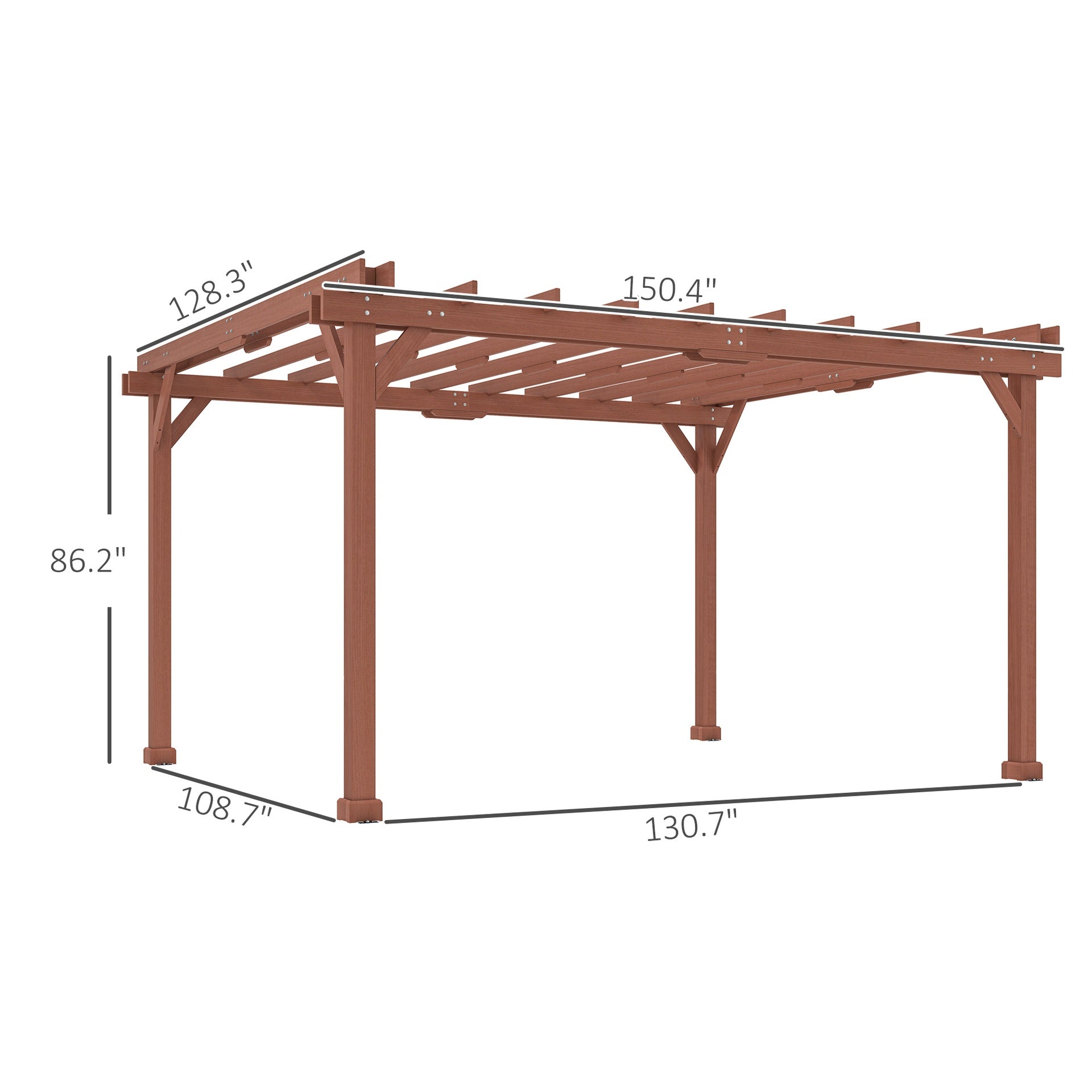 Outsunny 11' x 12.5' Outdoor Wood Pergola with Grape Trellis for Patio, Deck, Backyard, Lawn