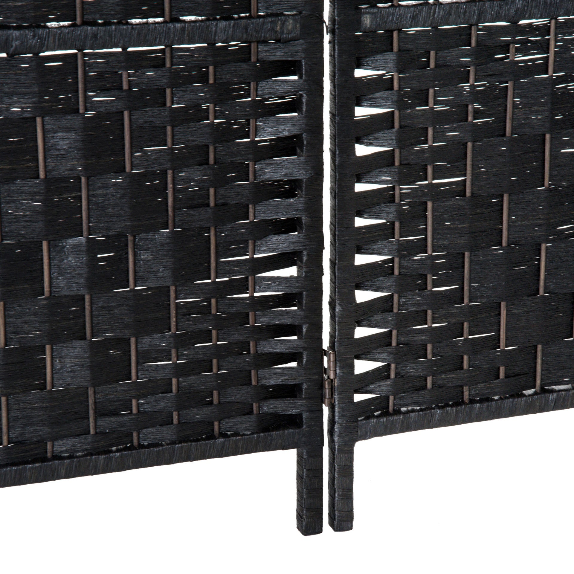 HOMCOM Room Divider 6 Panel, 6FT Tall Folding Privacy Screen, Freestanding Hand-Woven Partition for Room Separation with 360° Hinges, Paper Rope Diamond Weave, Black