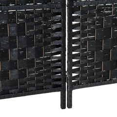HOMCOM Room Divider 6 Panel, 6FT Tall Folding Privacy Screen, Freestanding Hand-Woven Partition for Room Separation with 360° Hinges, Paper Rope Diamond Weave, Black