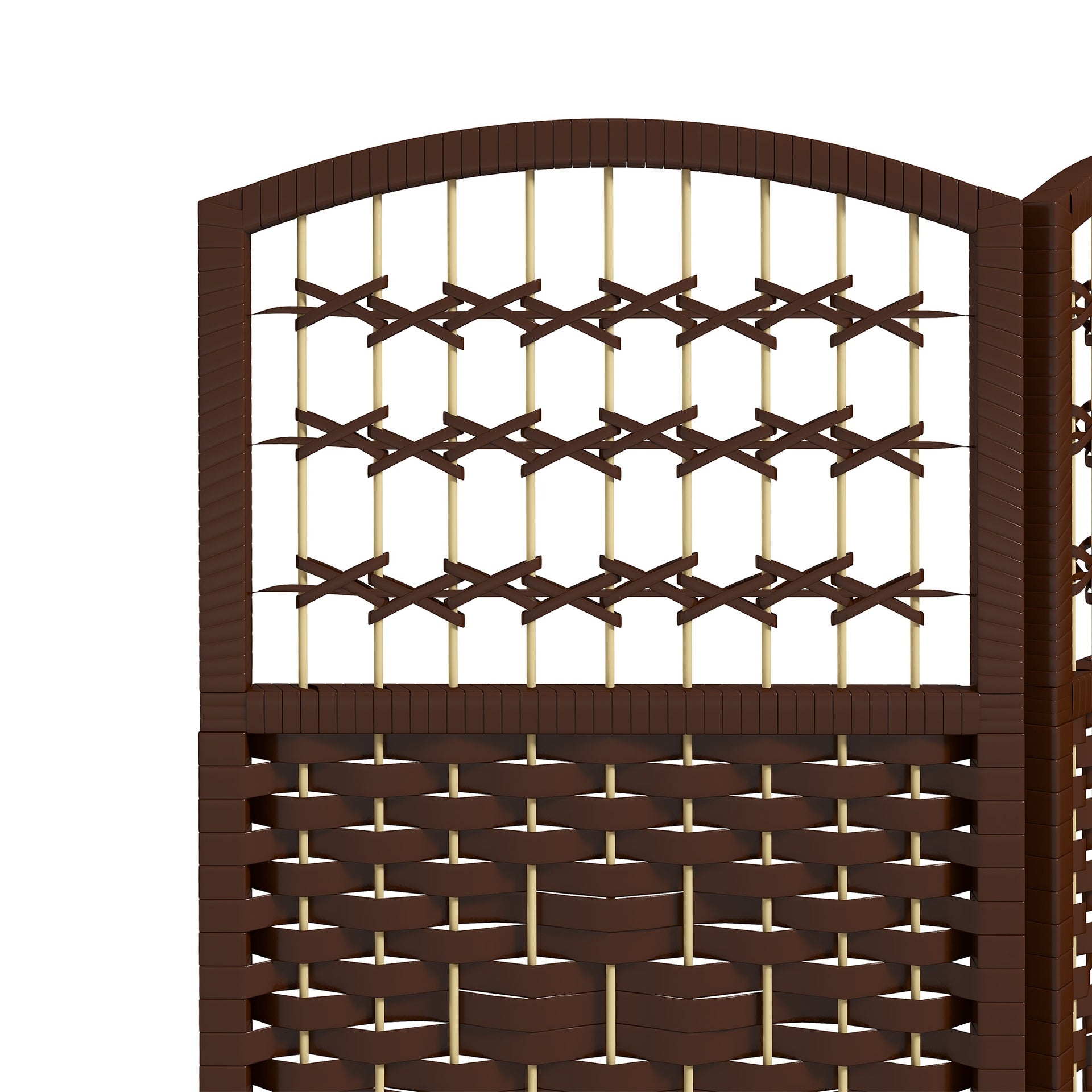 HOMCOM 3 Panel Folding Room Divider Portable Privacy Screen Wave Fiber Room Partition for Home Office Brown