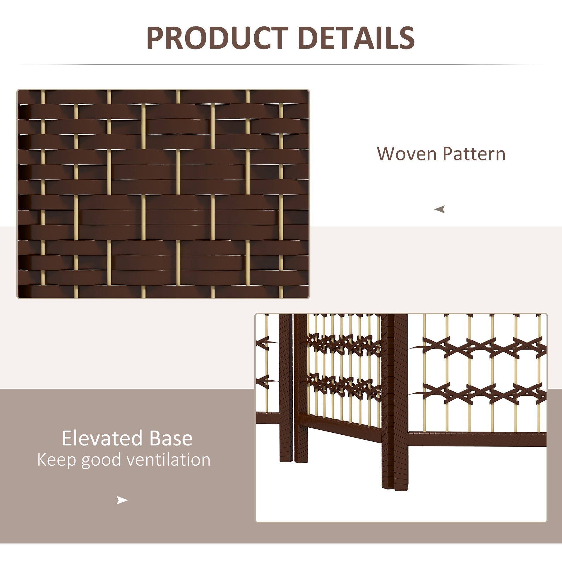 HOMCOM 3 Panel Folding Room Divider Portable Privacy Screen Wave Fiber Room Partition for Home Office Brown