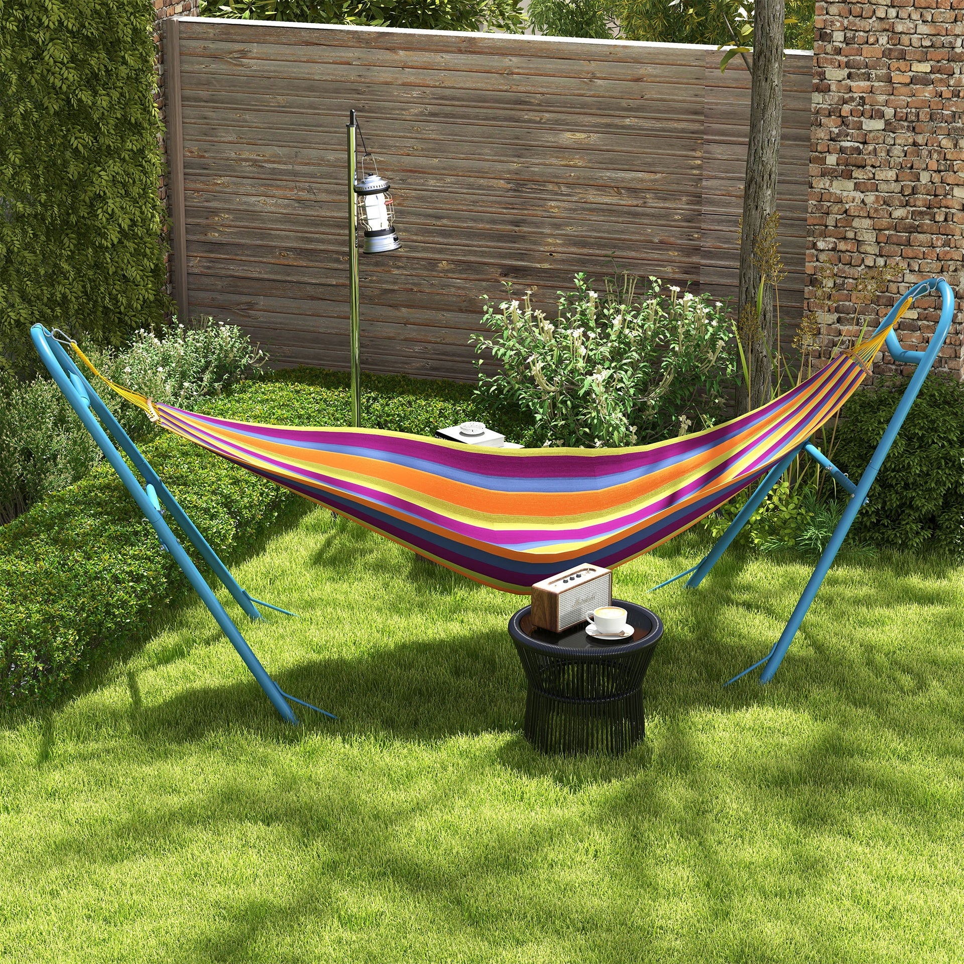 Outsunny Hammock Stand, Portable Adjustable Steel Frame Hammock Stand, Weather Resistant, 10.3', 550 lbs. Capacity, Blue