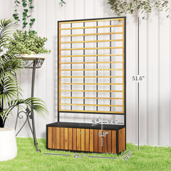 Outsunny Wooden Raised Garden Bed with Trellis, Removable Pots for Backyard, Patio, Balcony, 29" x 11" x 52", Teak