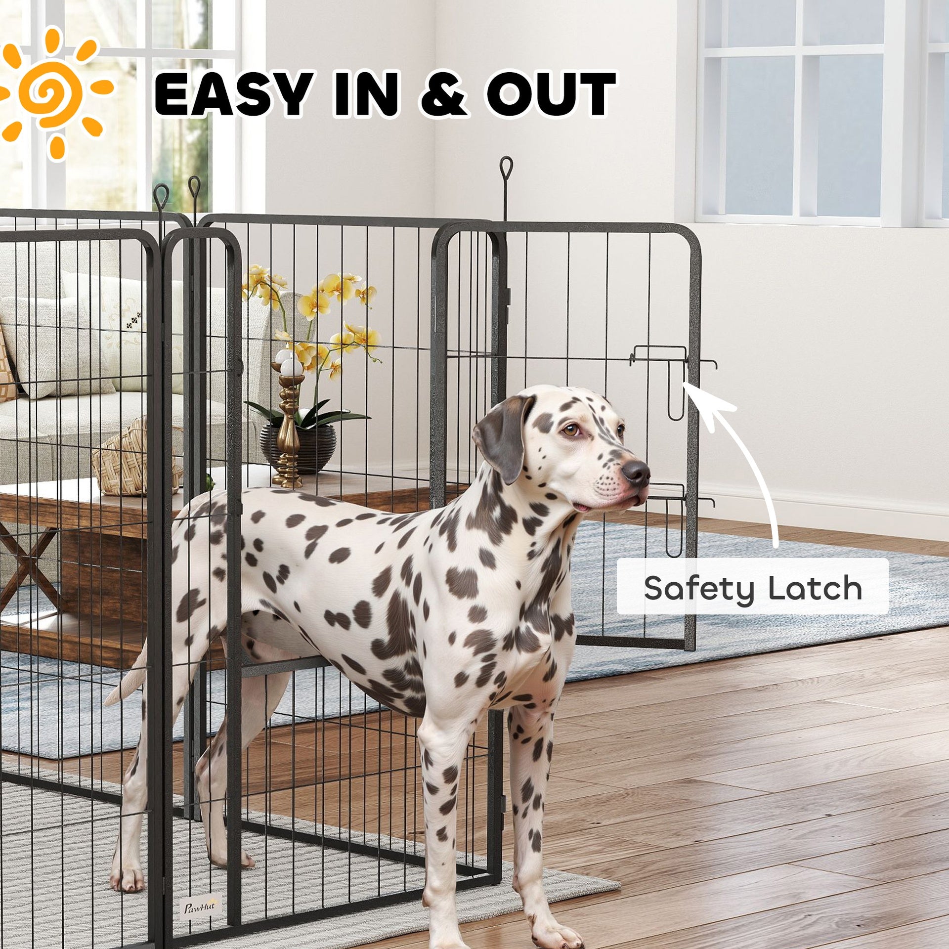 PawHut 39 Inch Exercise Pen, Heavy Duty Dog Playpen, 8 Panel Metal Pet Fence for Medium and Large Dogs, Black
