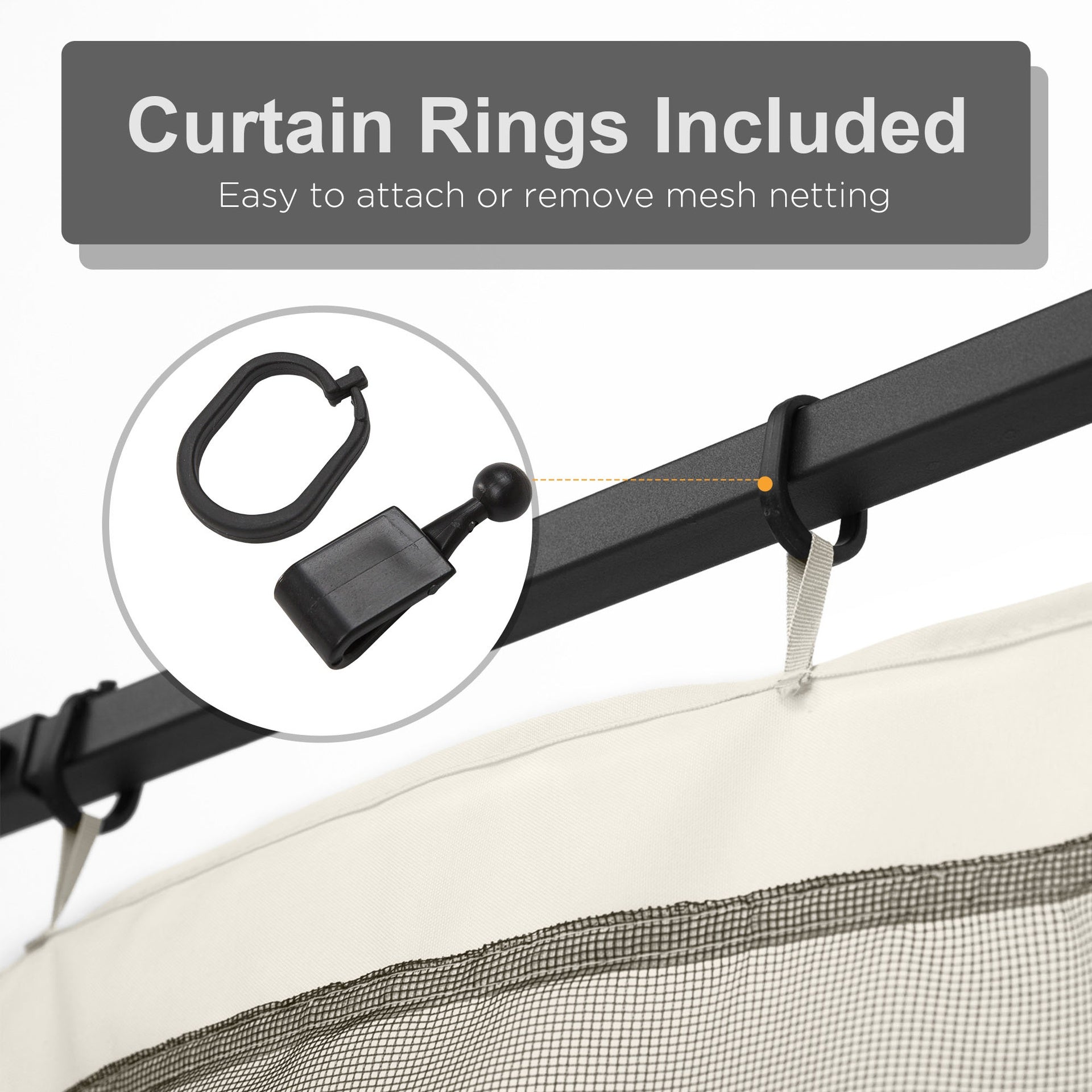 Outsunny Replacement Mesh Sidewall Netting for 10' x 10' Gazebos and Canopy Tents with Zippers, (Sidewall Only) White
