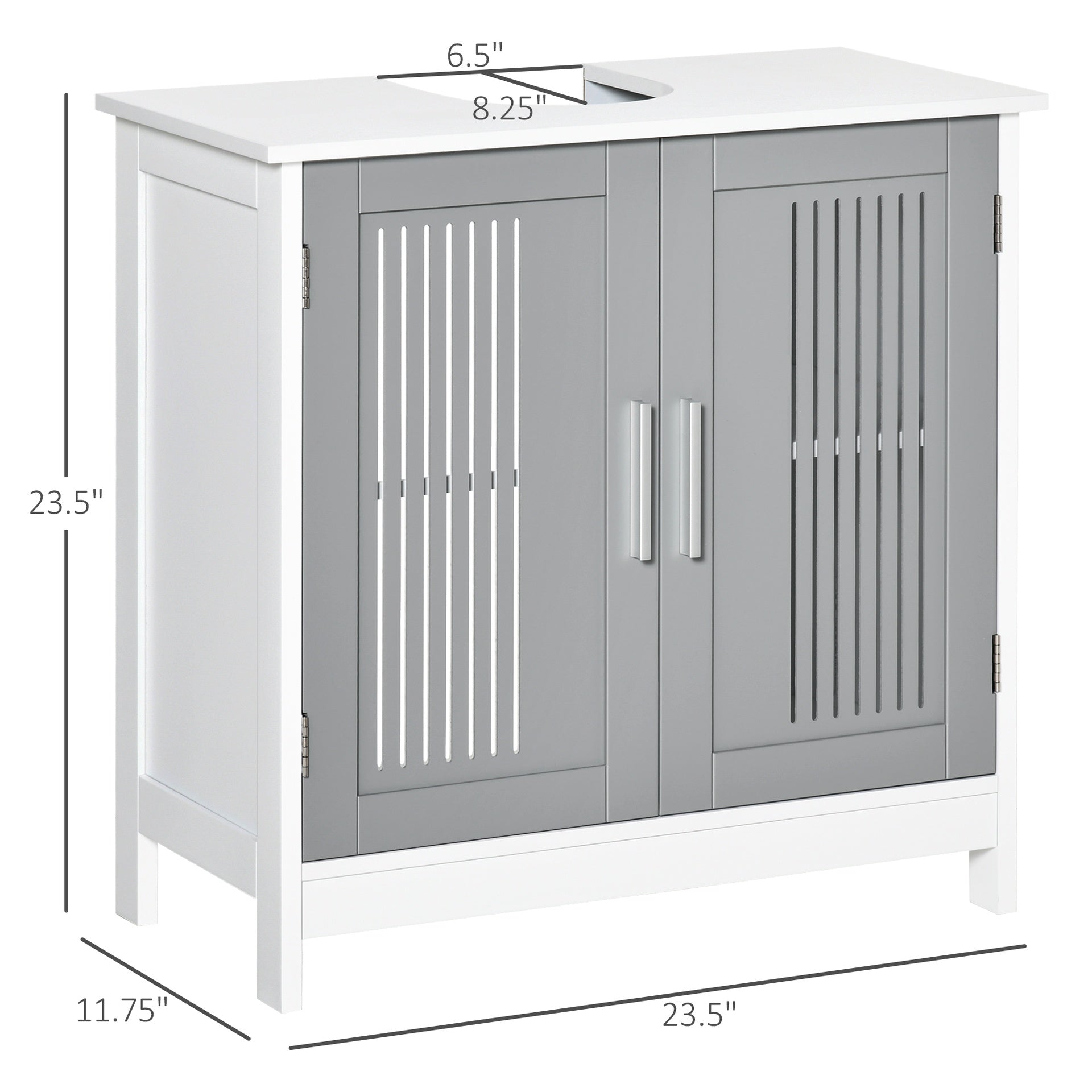 kleankin Under Sink Pedestal Storage Bathroom Cabinet, Gray White