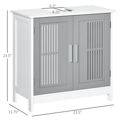 kleankin Under Sink Pedestal Storage Bathroom Cabinet, Gray White