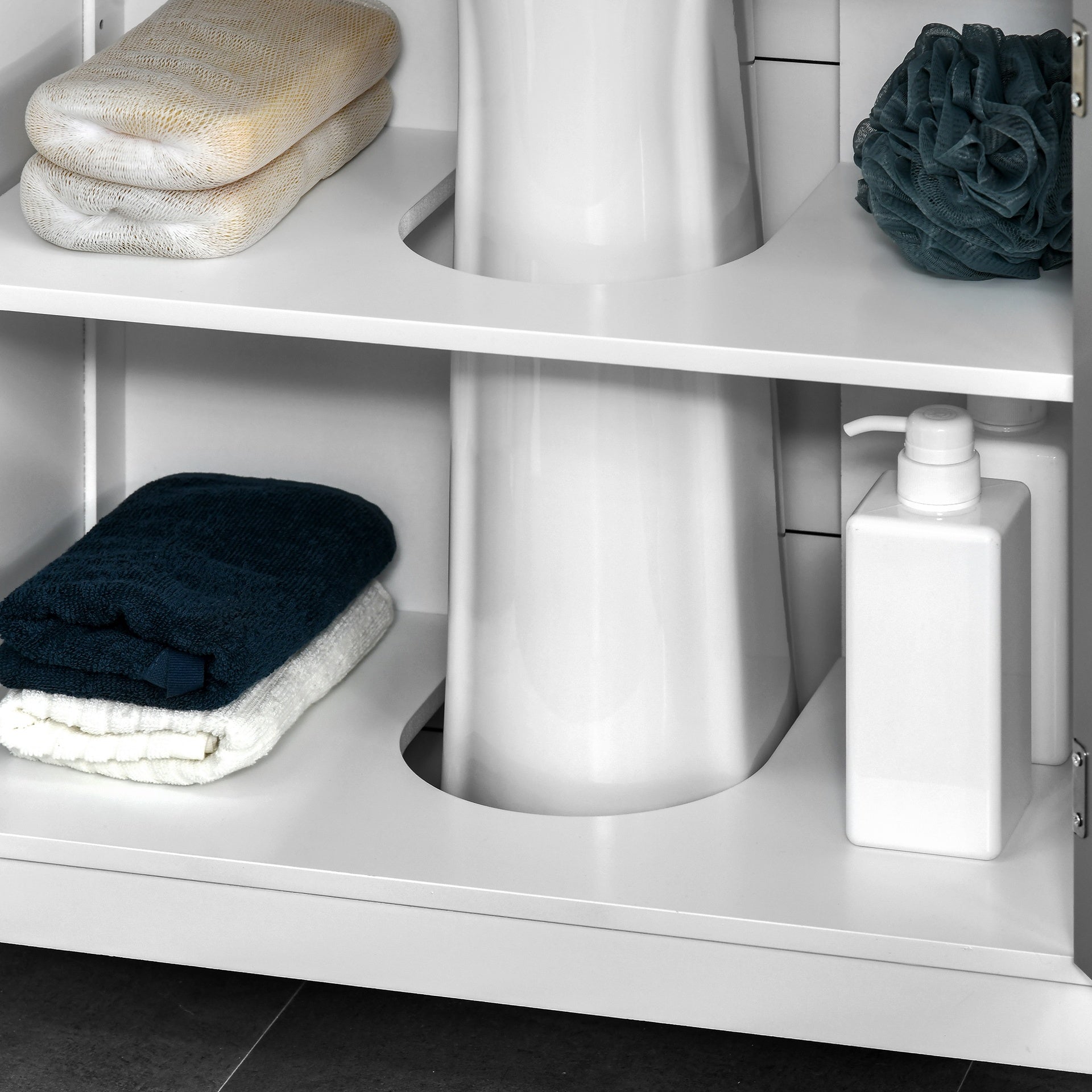 kleankin Under Sink Pedestal Storage Bathroom Cabinet, Gray White