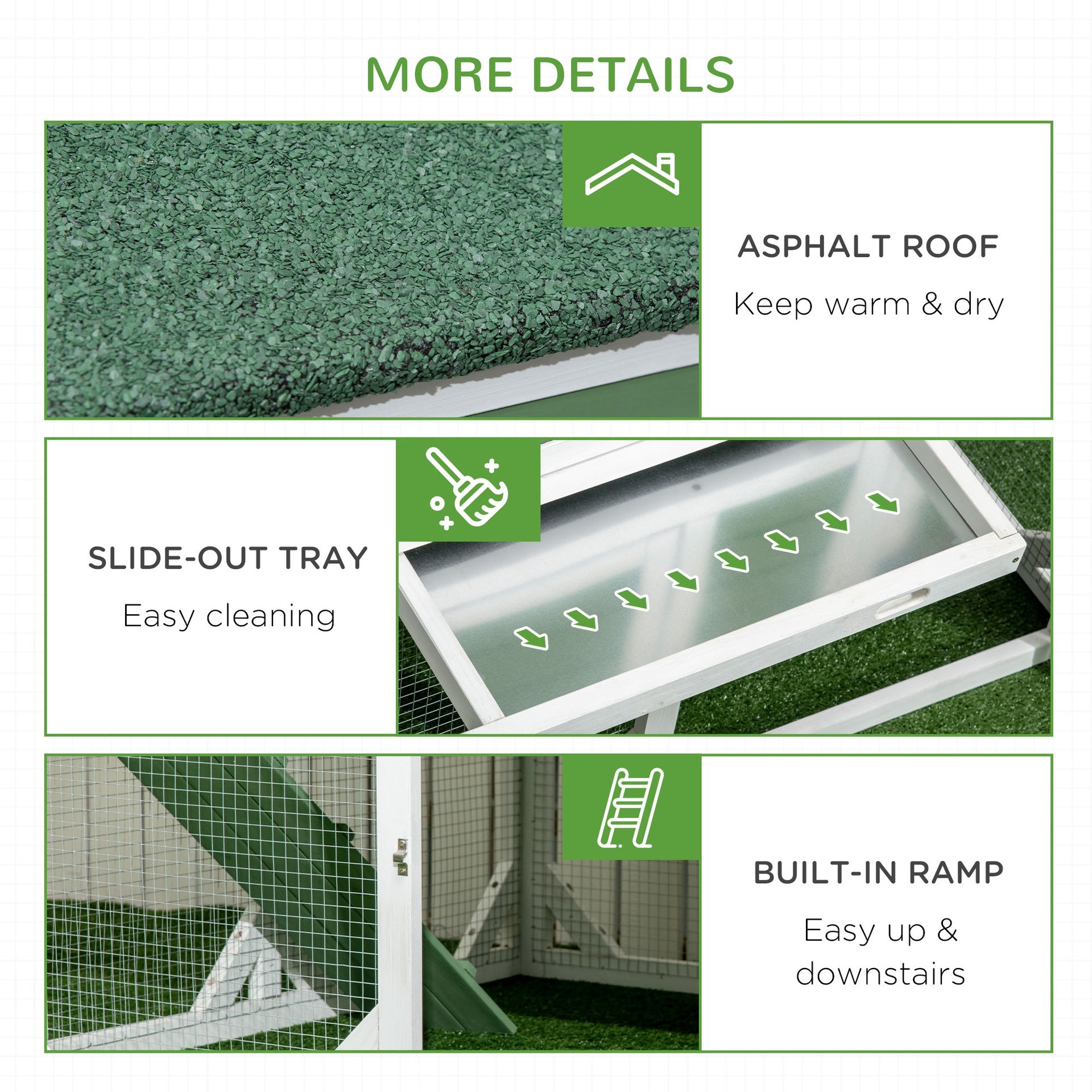 PawHut 49" Small Chicken Coop Hen House with Garden Space, Chicken House Outdoor Run Cage with Weather Protection, 2-4 Birds, Green