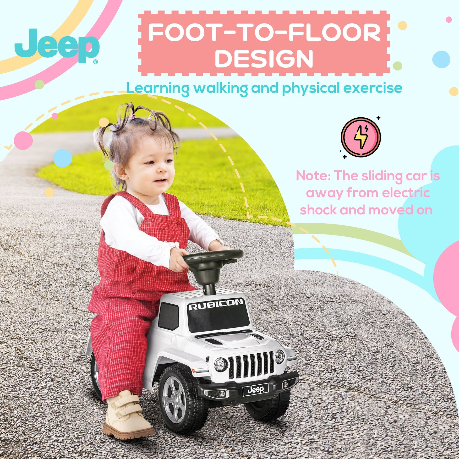 Aosom Kids Ride on Push Car, with Engine Sounds & Under-Seat Storage, Foot-to-Floor Ride on Sliding Car with Horn, Sit and Scoot Ride on Toy, Ages 1.5-3 Years, White
