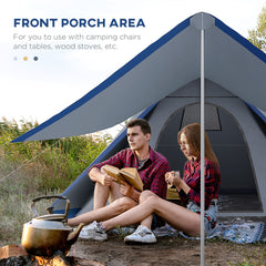Outsunny 15.4'x15.4'x8.5' Teepee Tent, Waterproof Camping Tent with Porch Area, Floor and Carry Bag, for 2-3 Person Outdoor Backpacking Camping Hiking, Blue