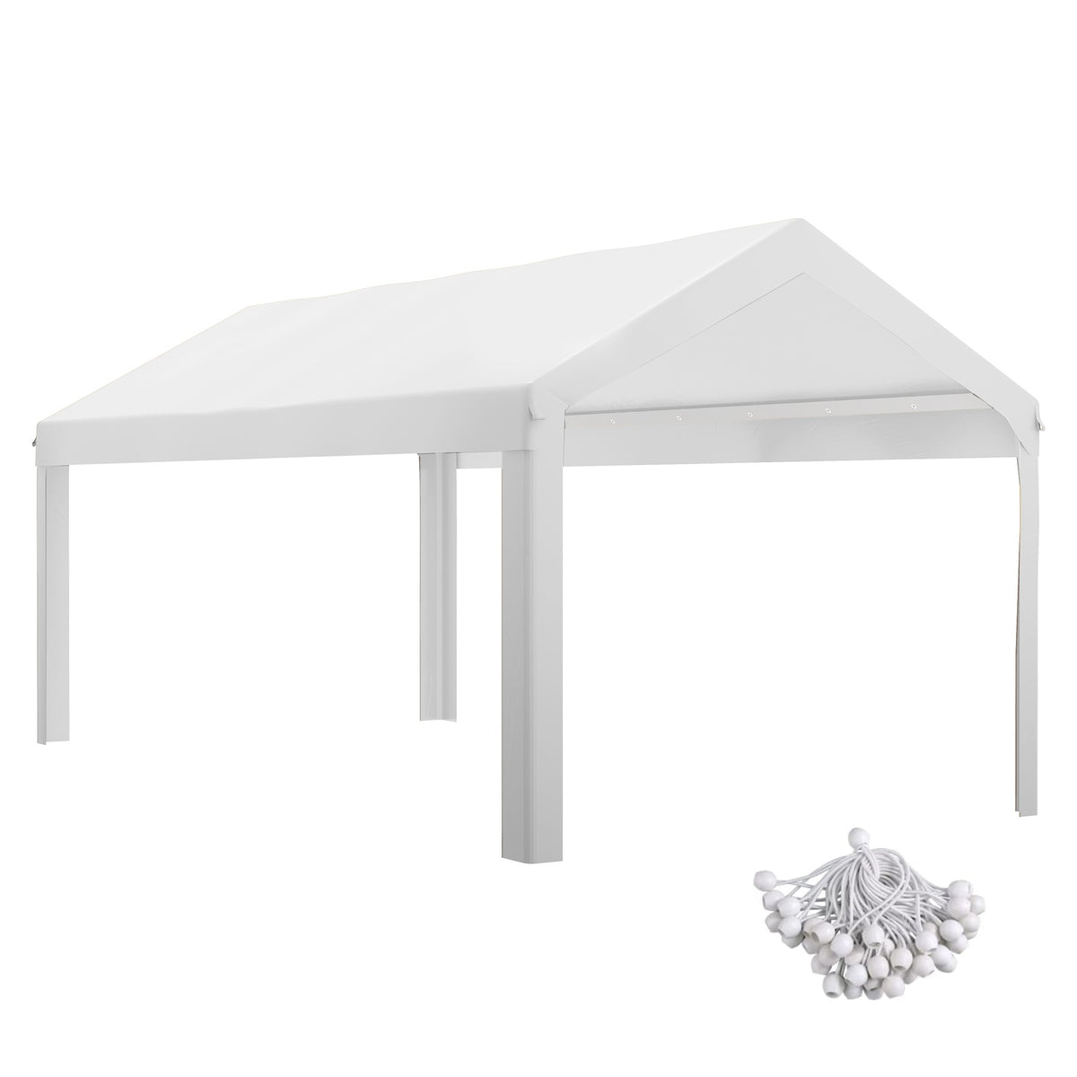 Outsunny 10 x 20ft Carport Roof, UV Resistant Canopy Replacement, Fits 84C-378V00 and 84C-206 Series, White
