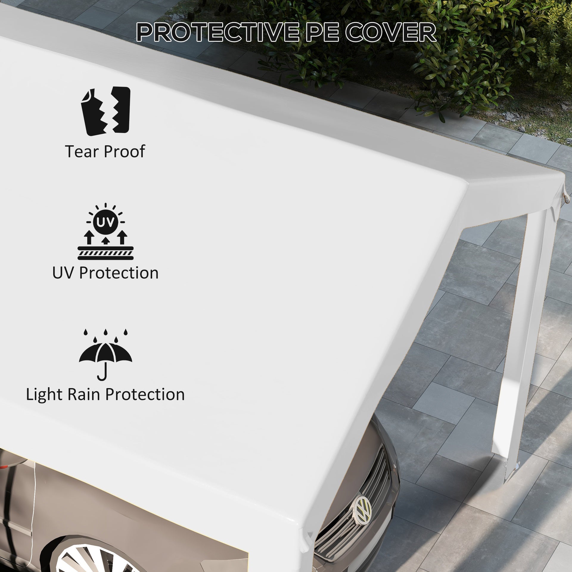 Outsunny 10 x 20ft Carport Roof, UV Resistant Canopy Replacement, Fits 84C-378V00 and 84C-206 Series, White