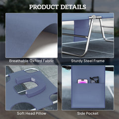 Outsunny Tanning Chair with Face Hole, 5-Level Adjustable Outdoor Chaise Lounge Chair with Pillow for Beach, Pool, Gray