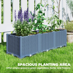 Outsunny Plastic Raised Garden Bed, 4 x 1 x 1 ft Outdoor Flower Box with Drainage Holes for Vegetables, Herbs, Blue
