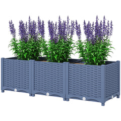 Outsunny Plastic Raised Garden Bed, 4 x 1 x 1 ft Outdoor Flower Box with Drainage Holes for Vegetables, Herbs, Blue
