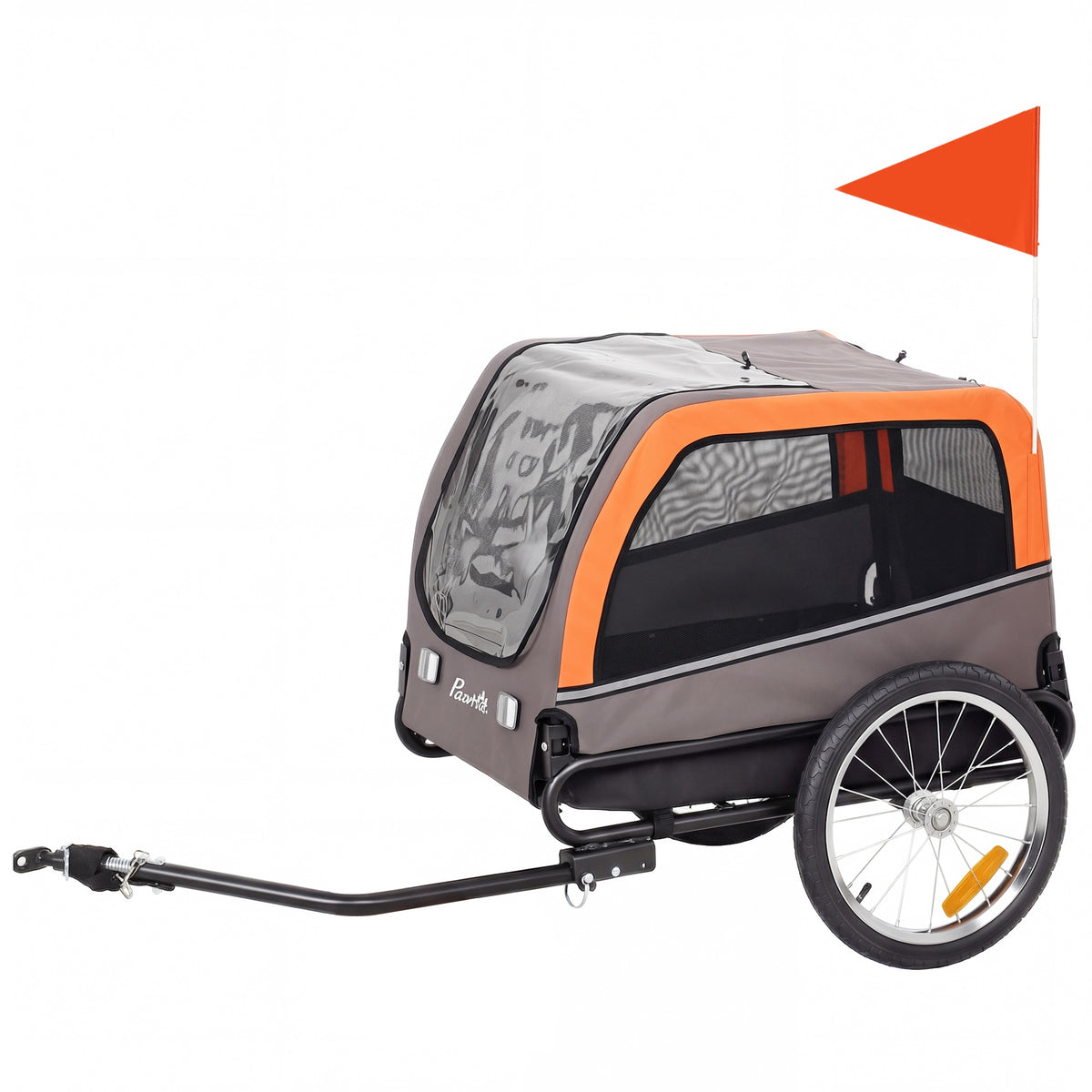 PawHut Dog Bike Trailer, Pet Cart Bicycle Carrier with 2 Entrances, Quick Release Wheels, Reflectors, Flag, Safety Leash