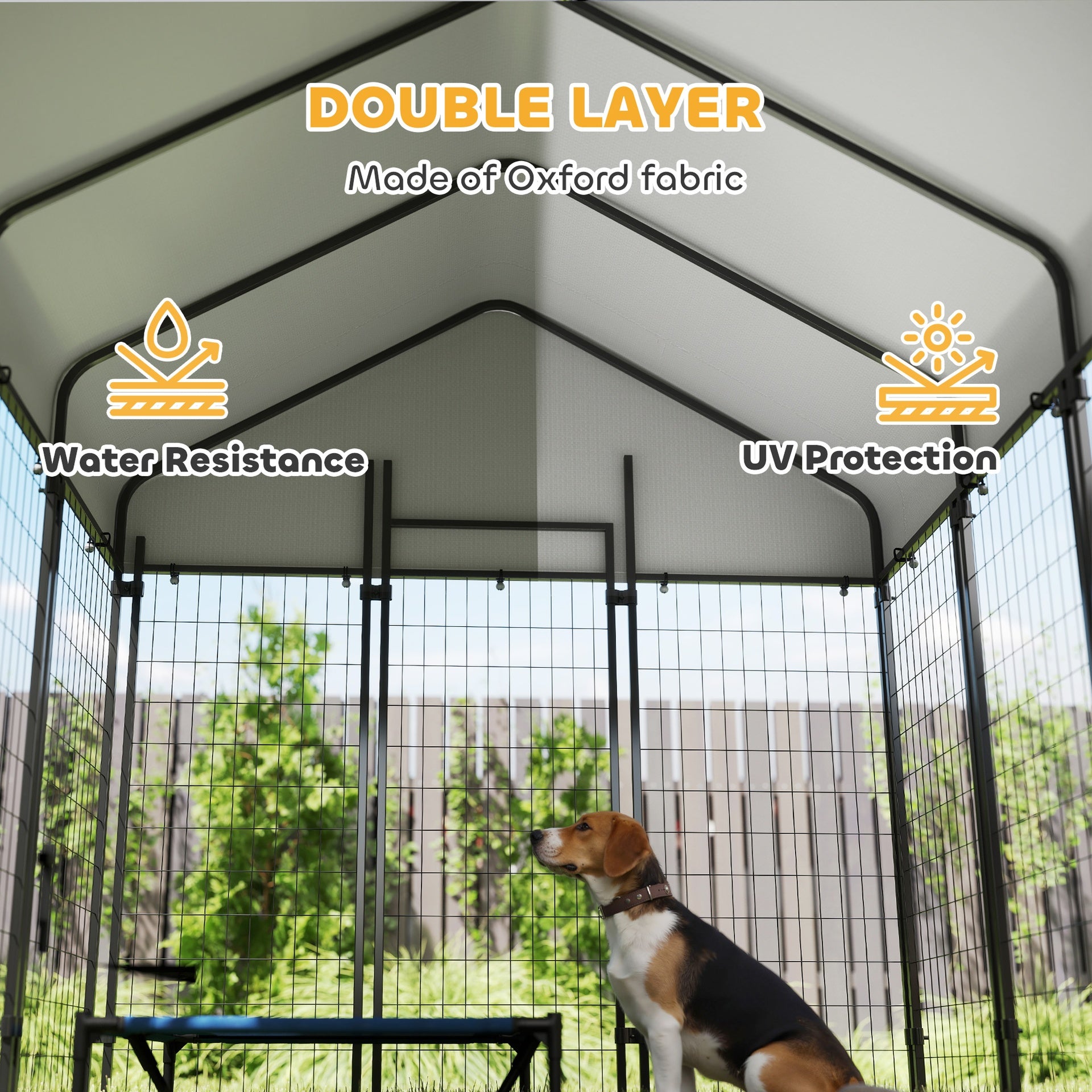 PawHut Outdoor Dog Kennel with Roof, 6' x 6' x 6' Heavy Duty Welded Wire Dog Playpen Enclosure with Escape-proof Lock