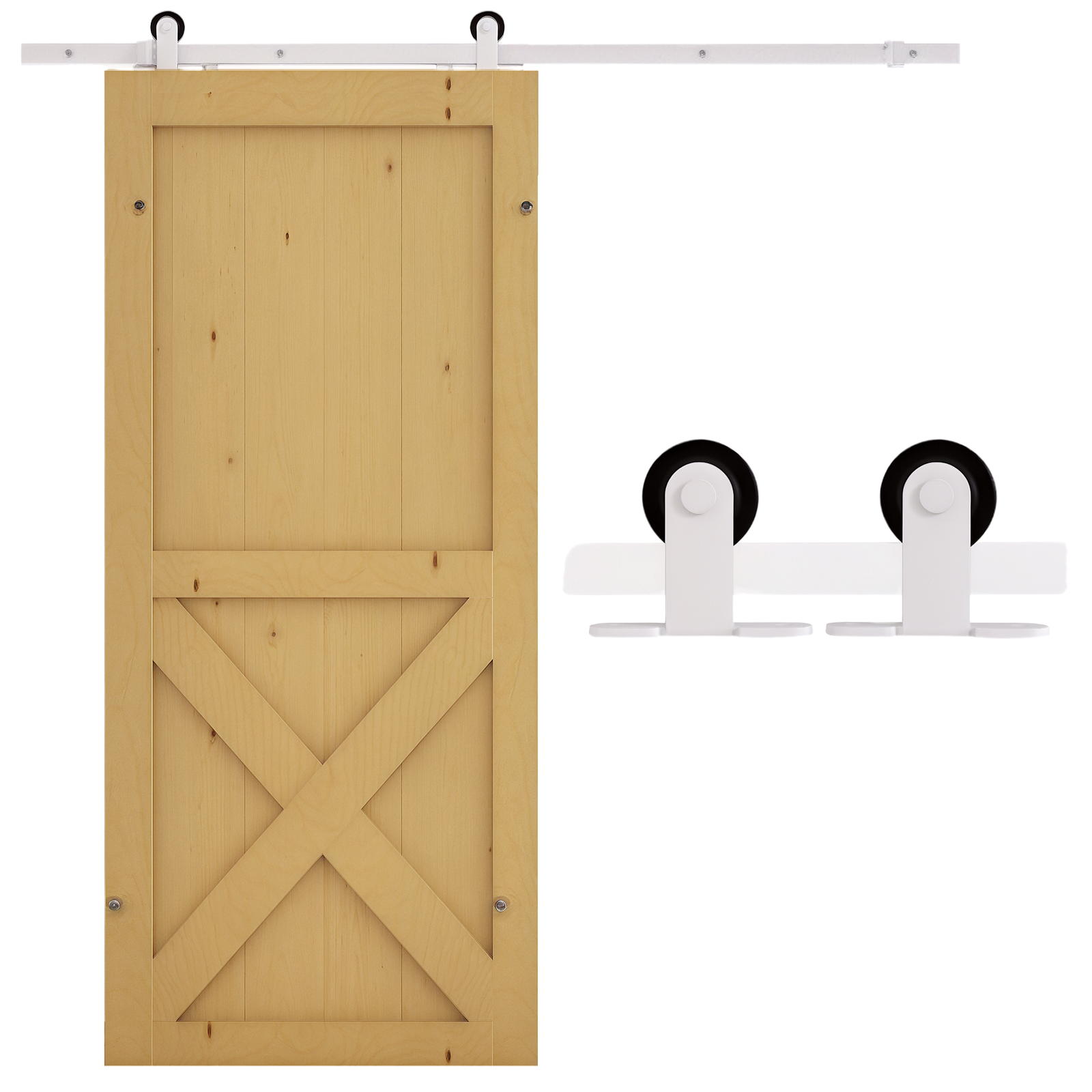 HOMCOM 6' Rustic Interior Sliding Barn Door Mounting Hardware Kit - White
