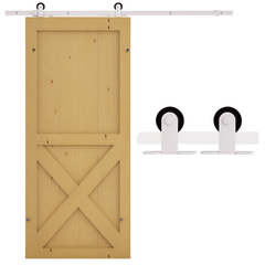 HOMCOM 6' Rustic Interior Sliding Barn Door Mounting Hardware Kit - White