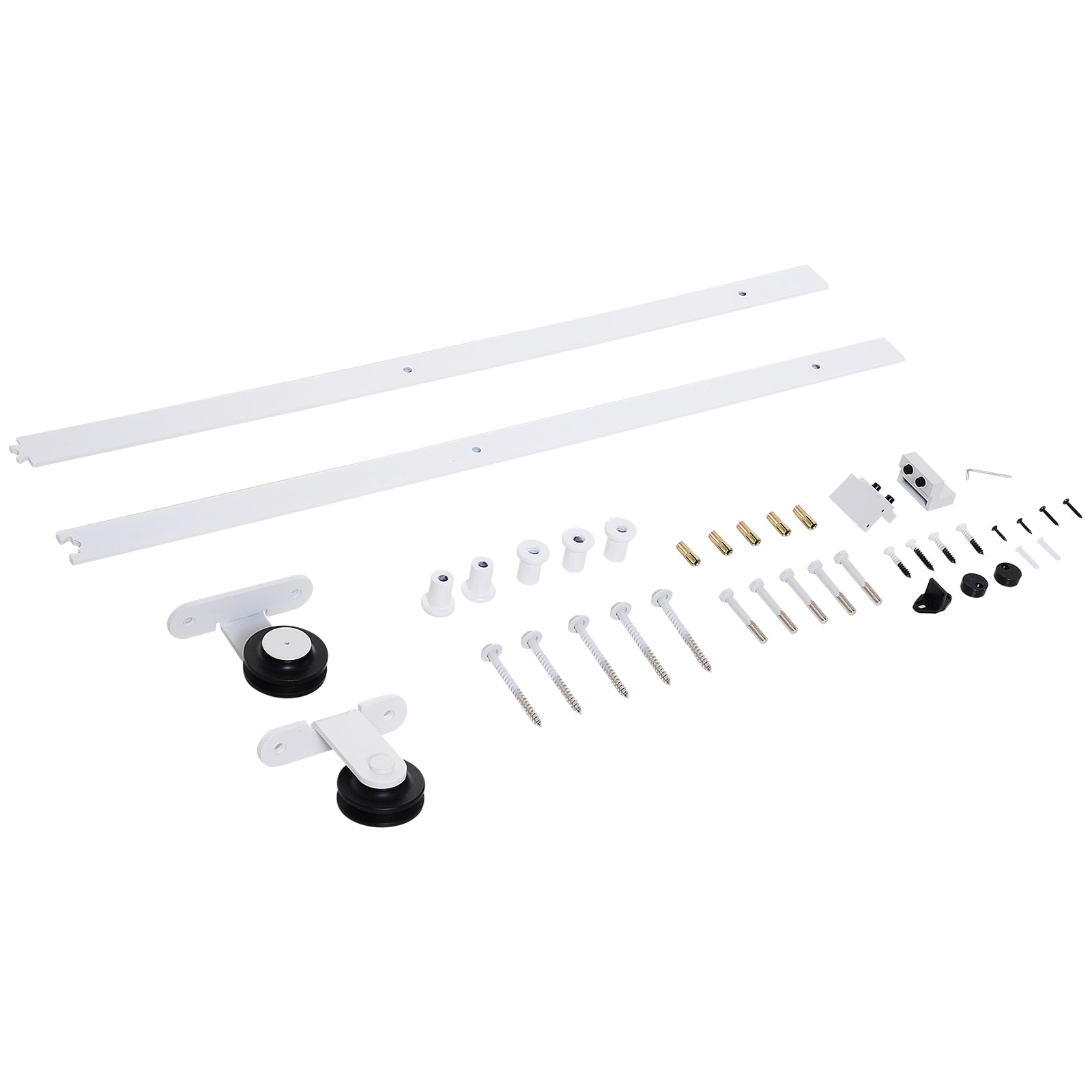HOMCOM 6' Rustic Interior Sliding Barn Door Mounting Hardware Kit - White