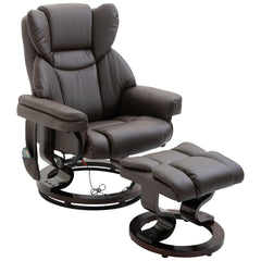 HOMCOM Massage Sofa Recliner Chair w/ Footrest, 10 Vibration Point, Faux PU Leather, Brown