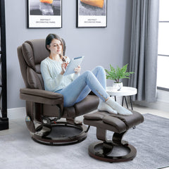 HOMCOM Massage Sofa Recliner Chair w/ Footrest, 10 Vibration Point, Faux PU Leather, Brown