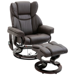 HOMCOM Massage Sofa Recliner Chair w/ Footrest, 10 Vibration Point, Faux PU Leather, Brown