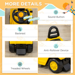 Aosom Sit and Scoot Ride-on Toy with Forklift Operation, Construction Toys for Kids with Under Seat Storage, Forklift Toy for 3-Year-Old Boys & Girls, Imagination Toys