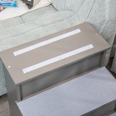 PawHut Pet Stairs, Small Dog Steps for Couch Bed with Cushioned Removable Covering, 15.75" x 23.25" x 21.25", Grey