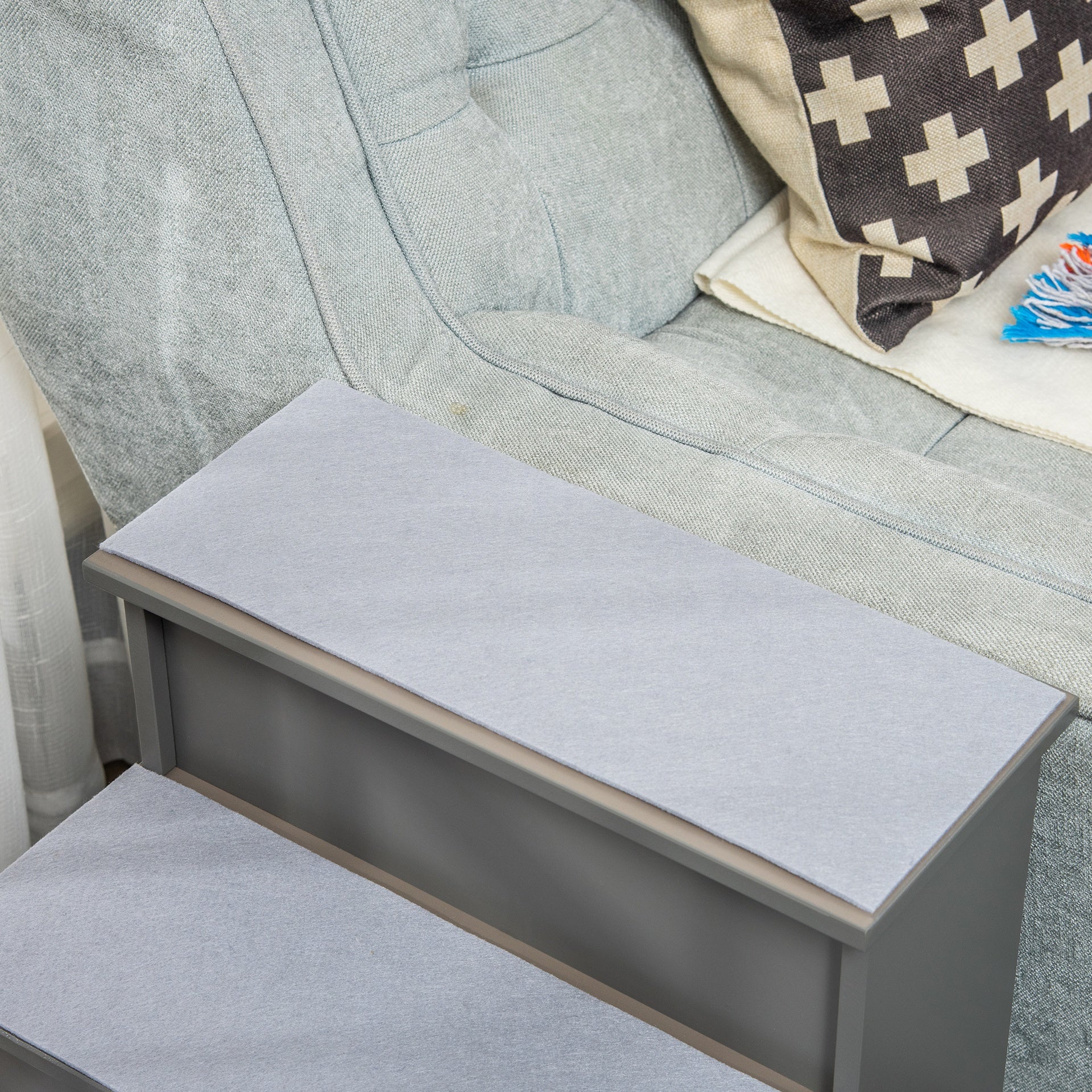 PawHut Pet Stairs, Small Dog Steps for Couch Bed with Cushioned Removable Covering, 15.75" x 23.25" x 21.25", Grey