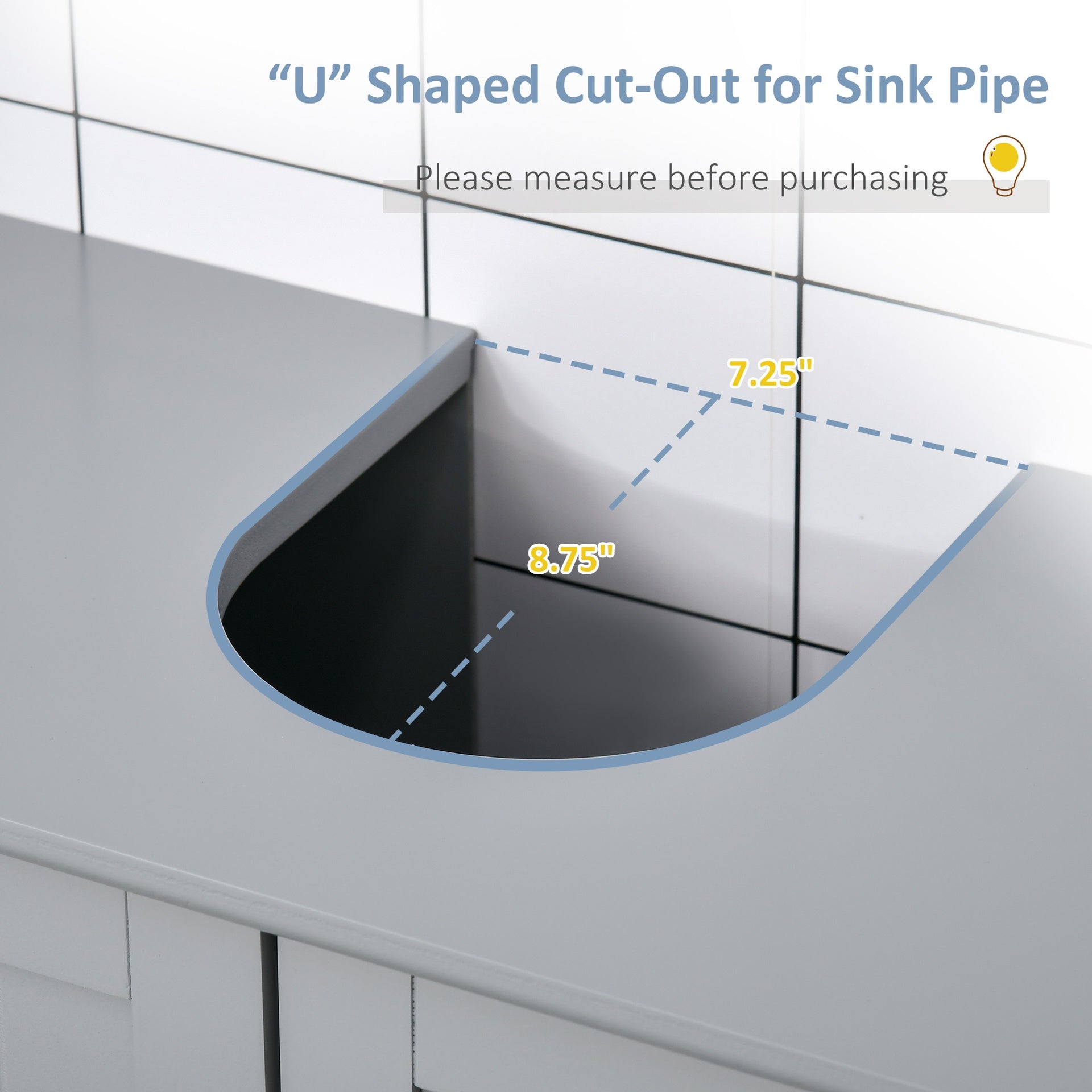 kleankin Bathroom Vanities, Bathroom Sink Cabinets with U-Shape Cut-Out and Adjustable Internal Shelf, Gray