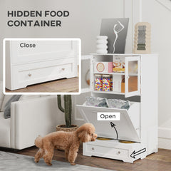 PawHut Dog Feeding Station with Two Storage Cabinets, 2 Elevated Dog Bowls, Side Hooks, Anti-tip Kit, for Feeding & Watering