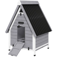 PawHut Chicken Coop for 2 Chickens, Outdoor Wooden Chicken House with Removable Nesting Box & Roosting Bar, Tray, Ramp