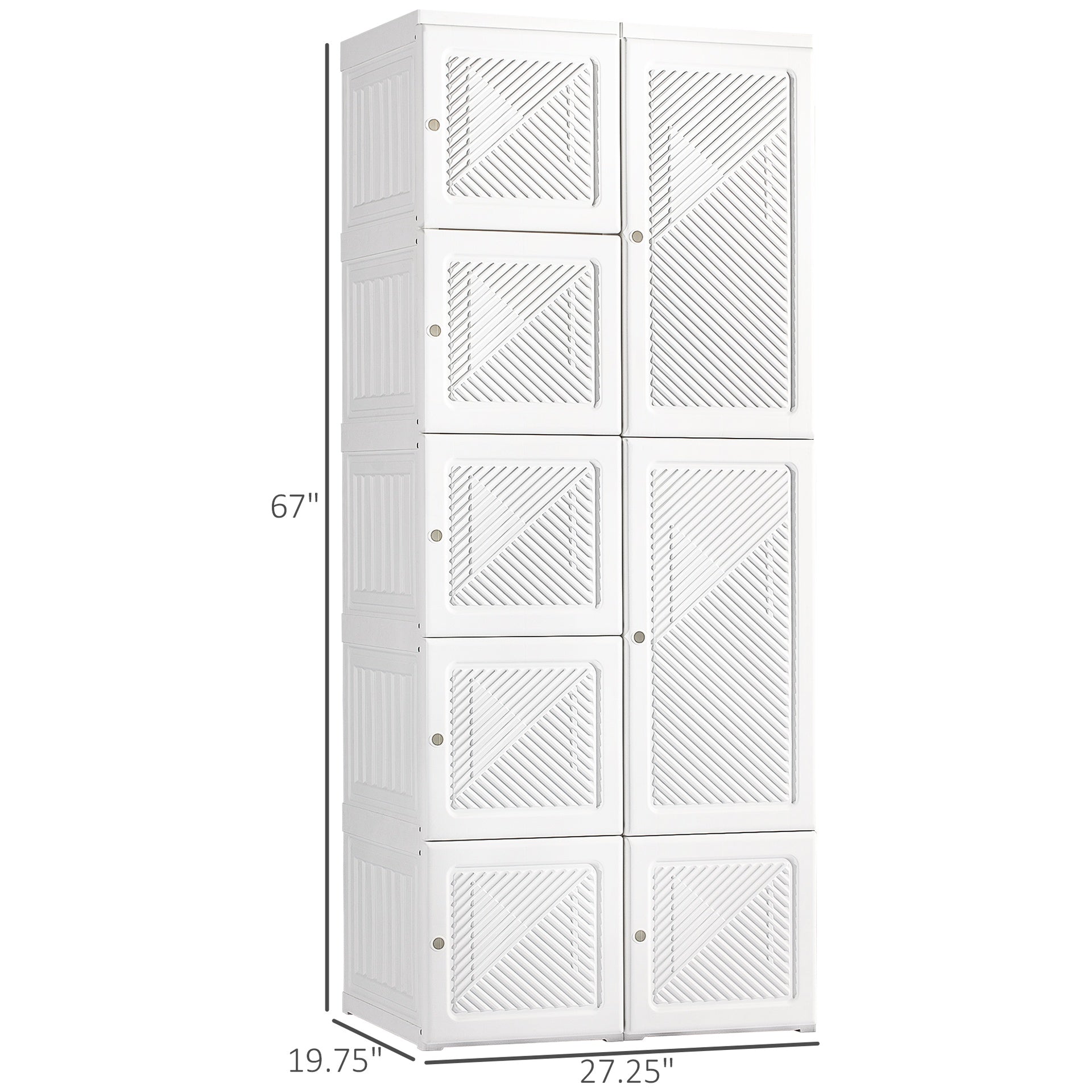 HOMCOM Portable Wardrobe Closet, Folding Bedroom Armoire, Clothes Storage Organizer with Cube Compartments, Hanging Rod, Magnet Doors, White