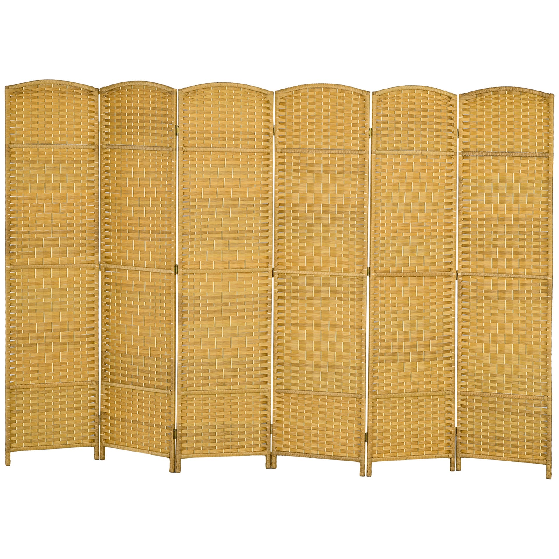 HOMCOM Folding Room Divider Screen 6 Panel 6' Tall Privacy Screen Freestanding Wood Partition for Home Office, Nature Wood