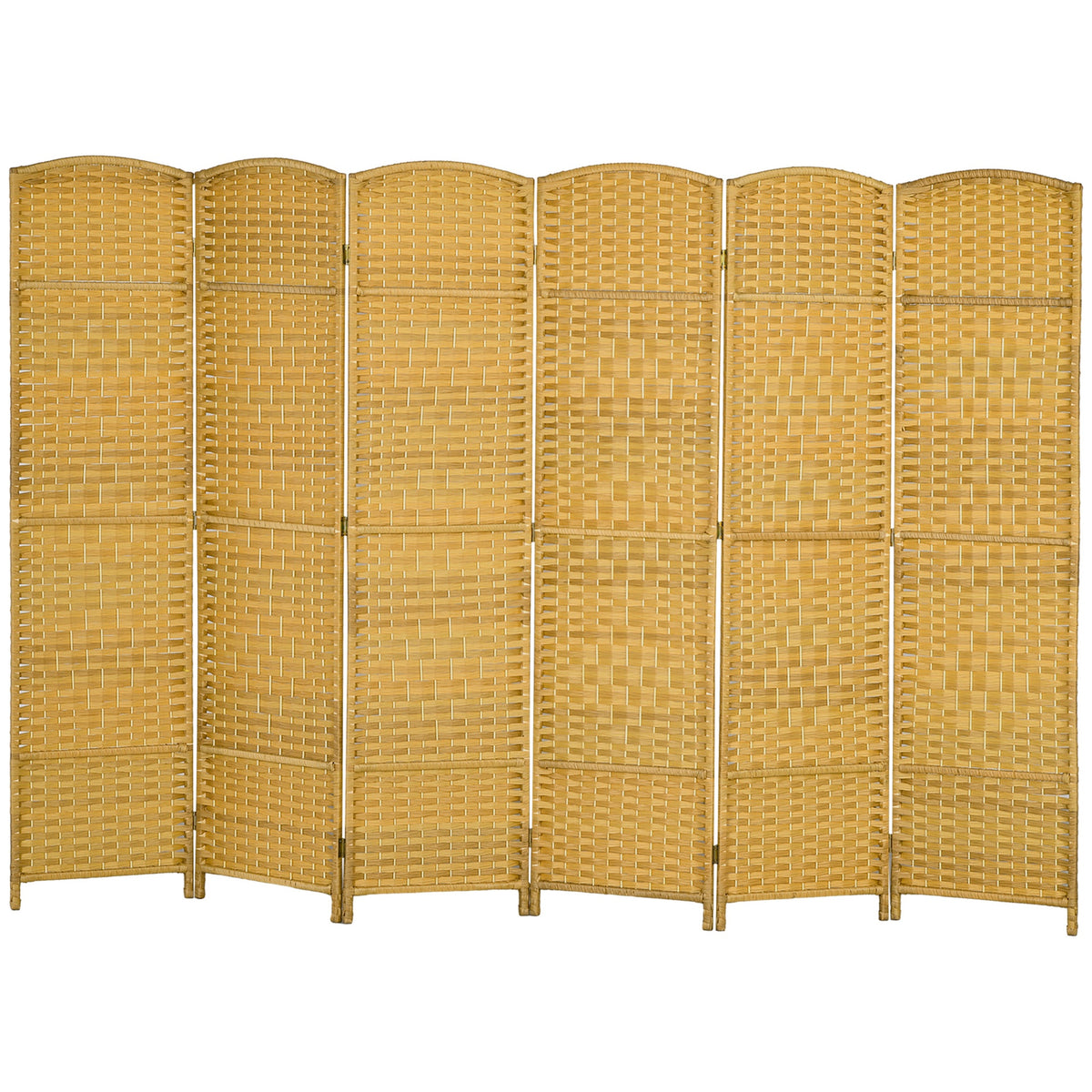 HOMCOM Folding Room Divider Screen 6 Panel 6' Tall Privacy Screen Freestanding Wood Partition for Home Office, Nature Wood