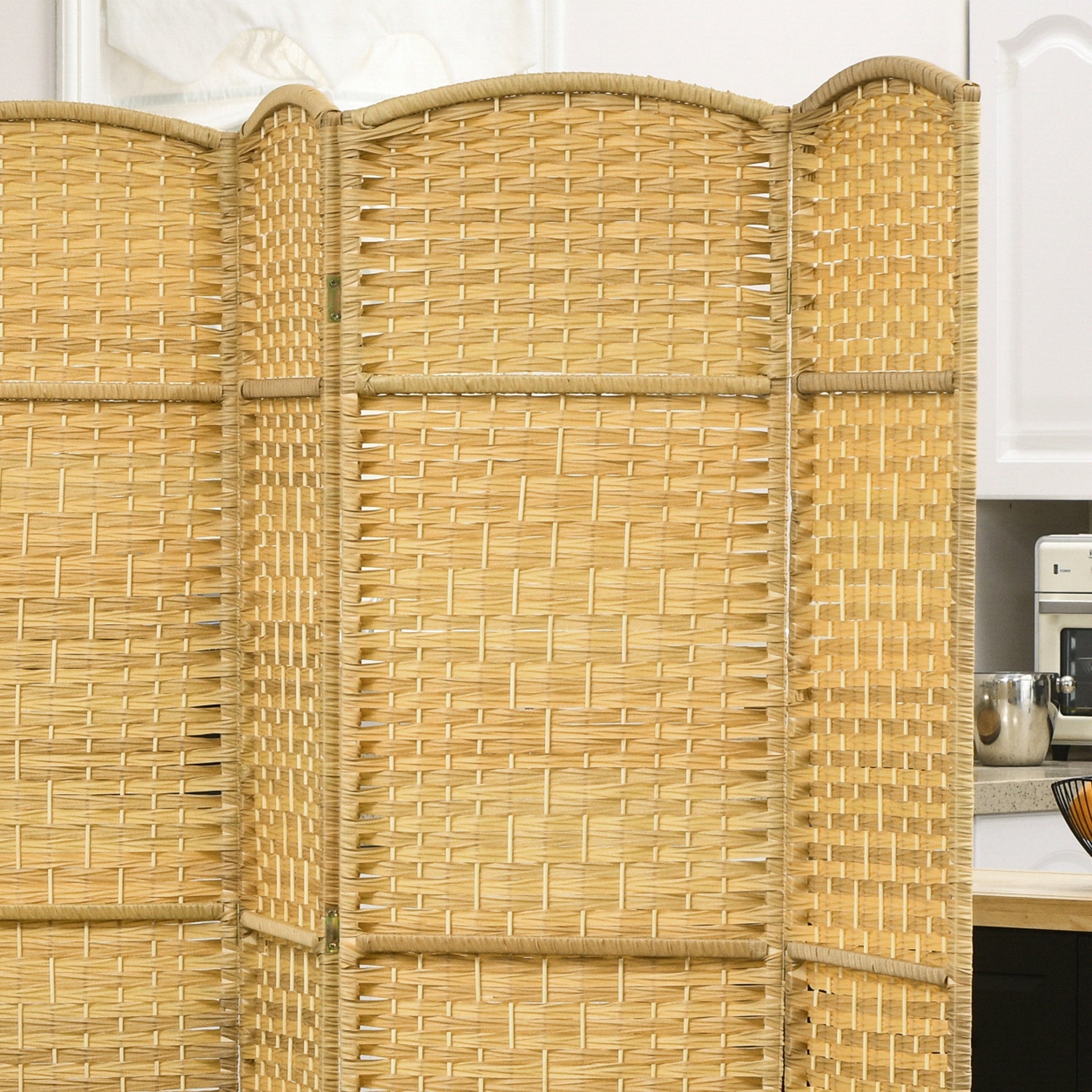 HOMCOM Folding Room Divider Screen 6 Panel 6' Tall Privacy Screen Freestanding Wood Partition for Home Office, Nature Wood