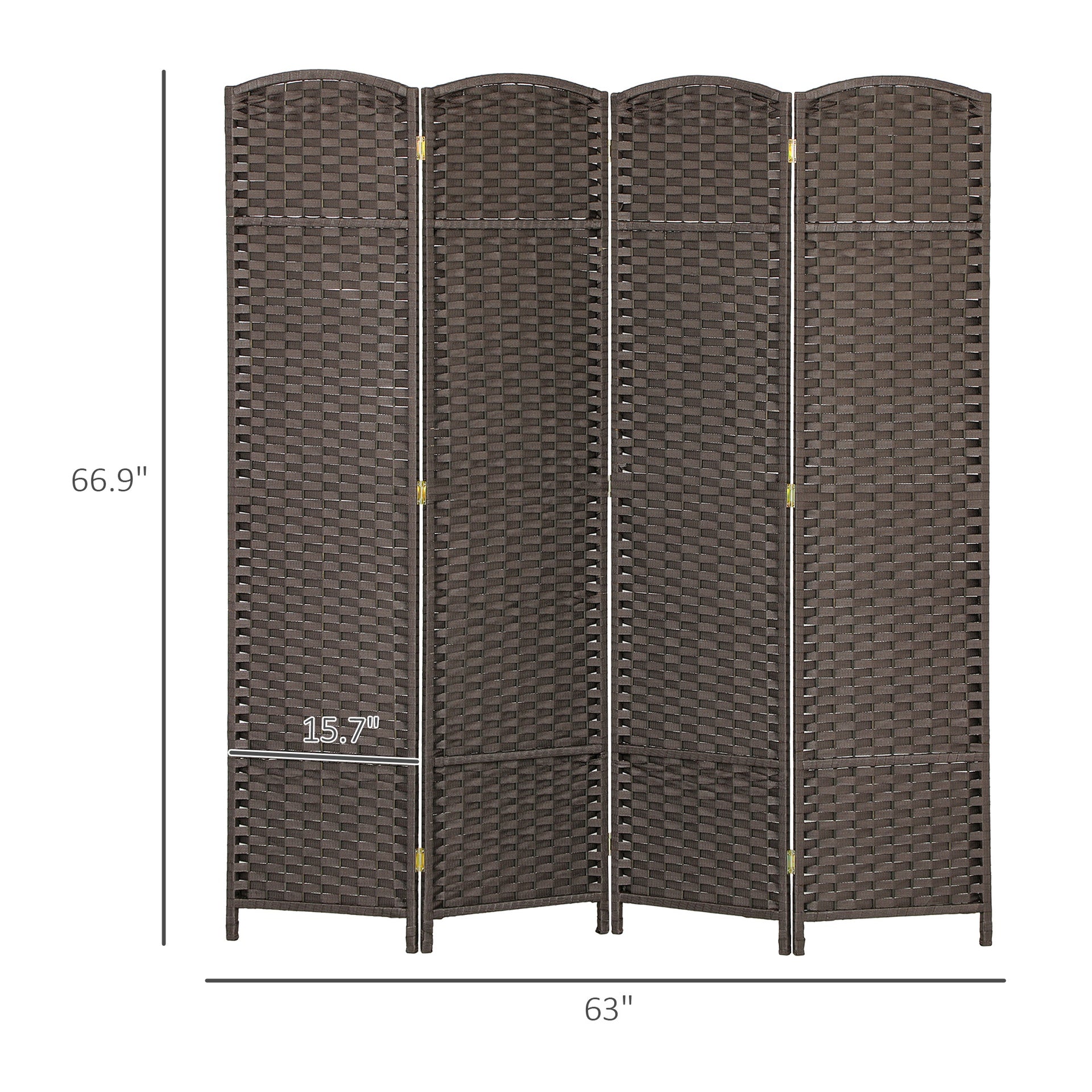 HOMCOM Folding Room Divider Screen 4 Panel 5.6 ' Tall Privacy Screen Freestanding Room Partition for Home Office, Brown