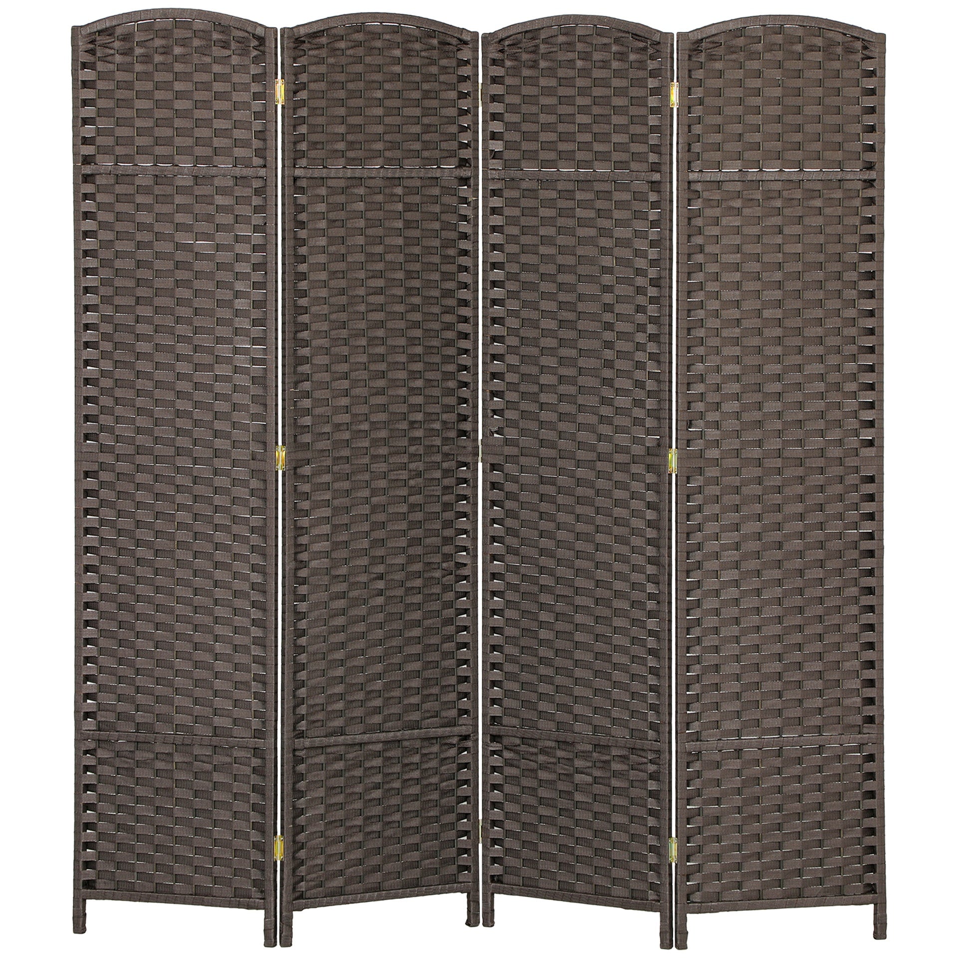 HOMCOM Folding Room Divider Screen 4 Panel 5.6 ' Tall Privacy Screen Freestanding Room Partition for Home Office, Brown