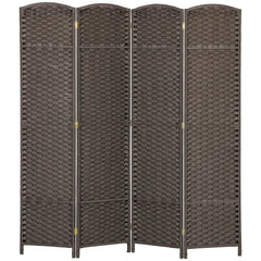 HOMCOM Folding Room Divider Screen 4 Panel 5.6 ' Tall Privacy Screen Freestanding Room Partition for Home Office, Brown