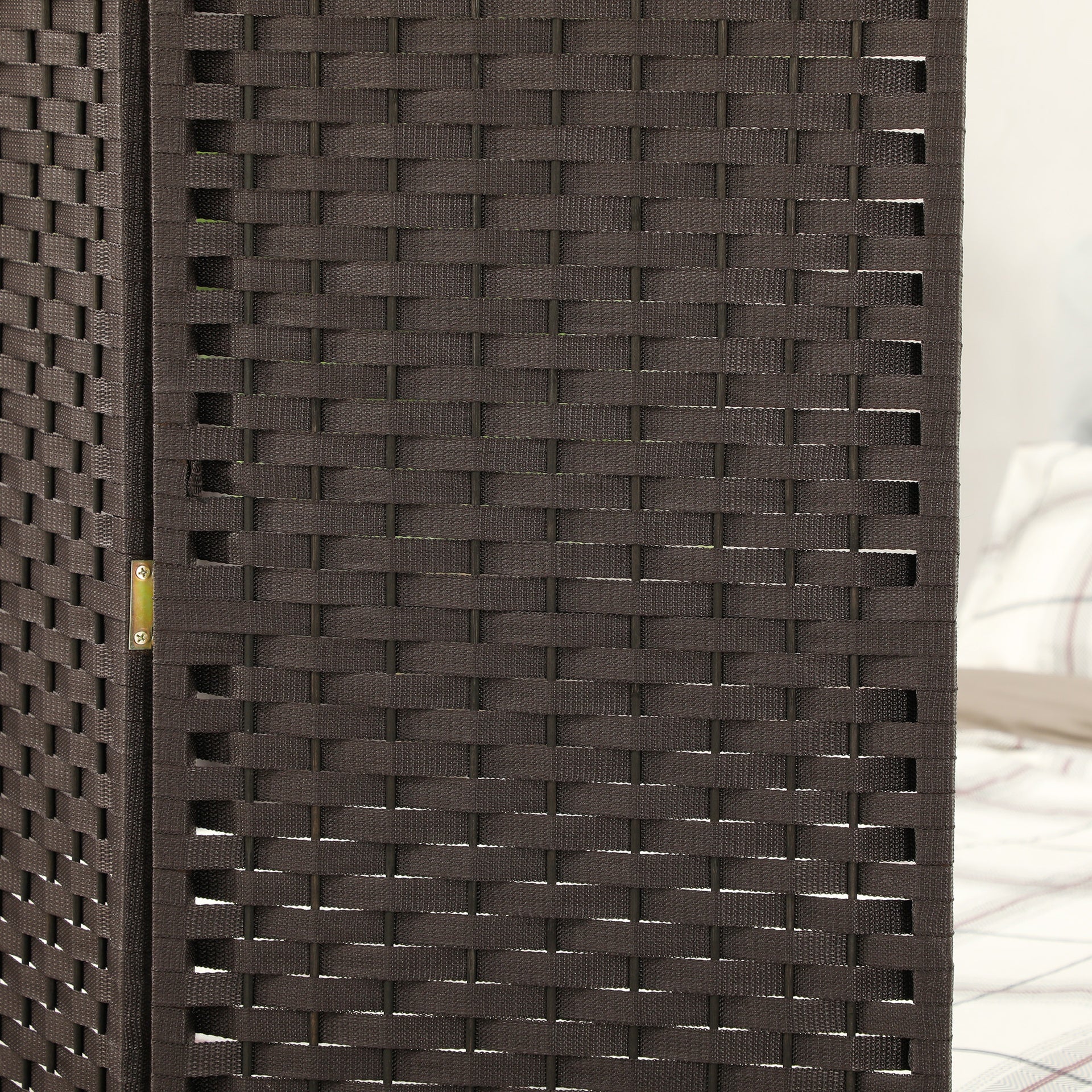 HOMCOM Folding Room Divider Screen 4 Panel 5.6 ' Tall Privacy Screen Freestanding Room Partition for Home Office, Brown