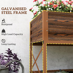 Outsunny Galvanized Raised Garden Bed, Metal Planter Box with Legs, Storage Shelf and Bed Liner, Dark Brown